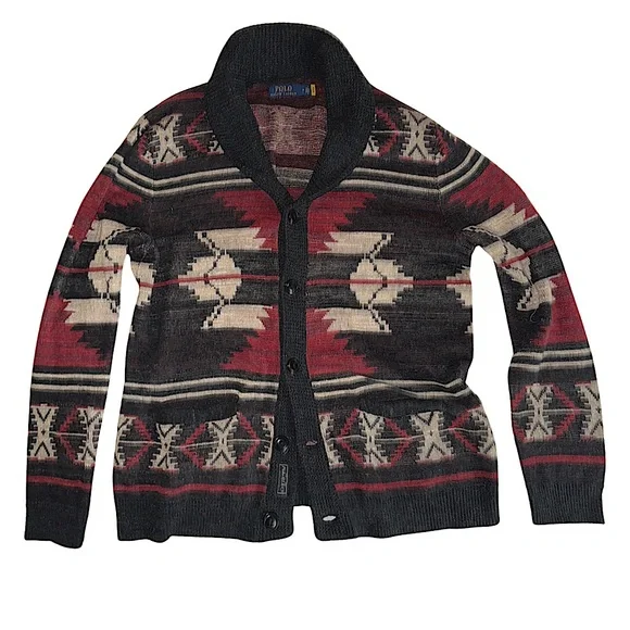 Polo by Ralph Lauren Shawl Collar Cardigan Native Navajo Print - Picture 1 of 9